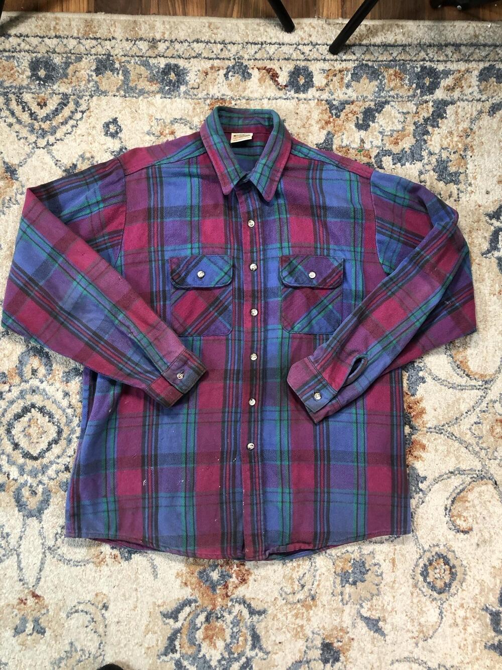 Five Brothers Shirt Mens XLT Multicolor Plaid Flannel Long Sleeve Button Up